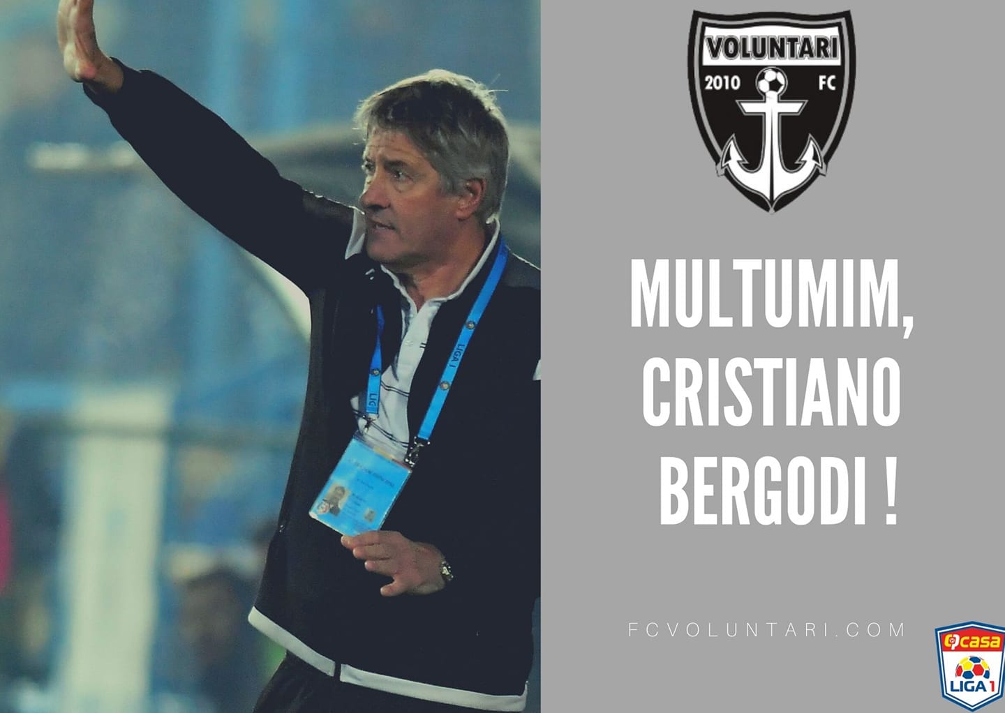 Rândul lui Teja. FC Voluntari îi mulțumește lui Cristiano Bergodi