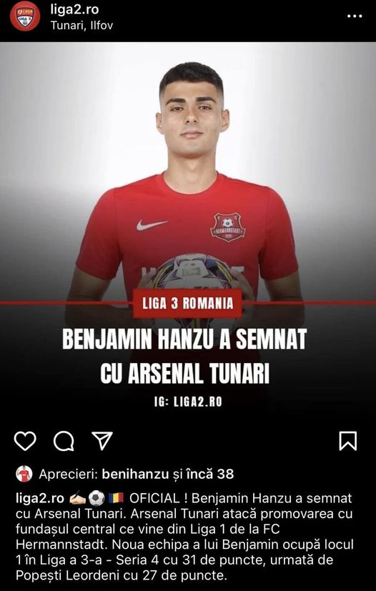 Venire pe linia de fund. CS Tunari l-a semnat pe Beniamin Hamzu