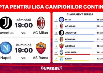 Lupta pentru Liga Campionilor continuă în Serie A! Juventus – Milan şi Napoli – Roma, meciurile etapei