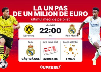 SuperSocial | Real Madrid – Dortmund îi poate aduce un milion de euro unui parior Superbet! Vezi biletul fabulos, de cotă 421064.85