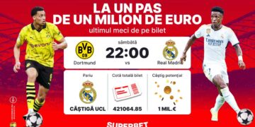 SuperSocial | Real Madrid – Dortmund îi poate aduce un milion de euro unui parior Superbet! Vezi biletul fabulos, de cotă 421064.85
